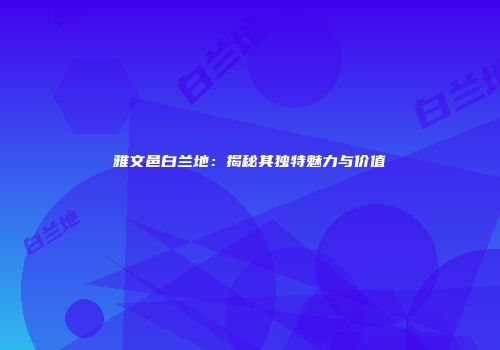 雅文邑白兰地：揭秘其独特魅力与价值