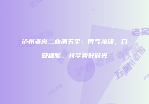 泸州老窖二曲酒五星：香气浓郁，口感细腻，共享美好时光