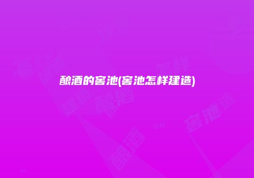 酿酒的窖池(窖池怎样建造)
