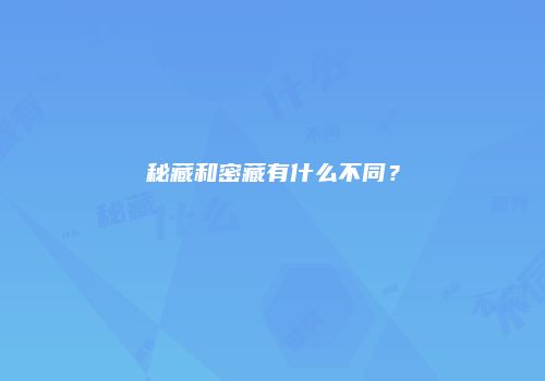 秘藏和密藏有什么不同？