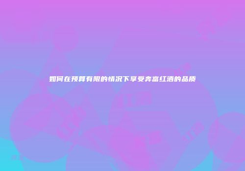 如何在预算有限的情况下享受奔富红酒的品质