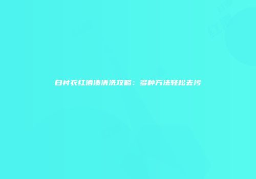 白衬衣红酒渍清洗攻略：多种方法轻松去污