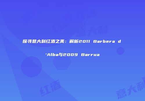 探寻意大利红酒之美：解析2011 Barbera d'Alba与2009 Barrua