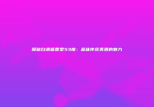 探秘白酒酱香型53度：品味传统美酒的魅力