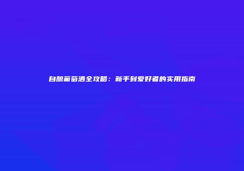 自酿葡萄酒全攻略：新手到爱好者的实用指南