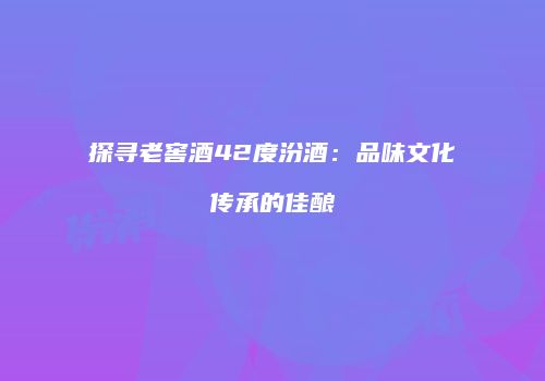 探寻老窖酒42度汾酒：品味文化传承的佳酿