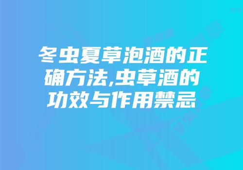 冬虫夏草泡酒的正确方法,虫草酒的功效与作用禁忌