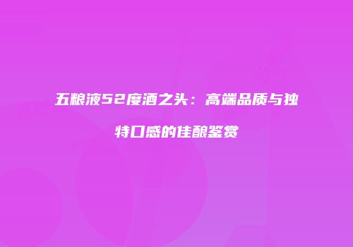 五粮液52度酒之头：高端品质与独特口感的佳酿鉴赏