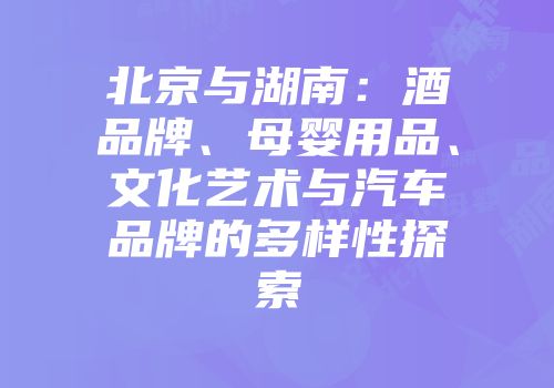 北京与湖南：酒品牌、母婴用品、文化艺术与汽车品牌的多样性探索