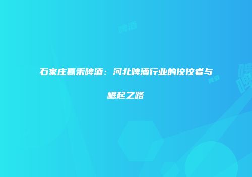 石家庄嘉禾啤酒：河北啤酒行业的佼佼者与崛起之路