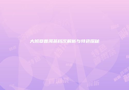 大班章普洱茶档次解析与特色探秘