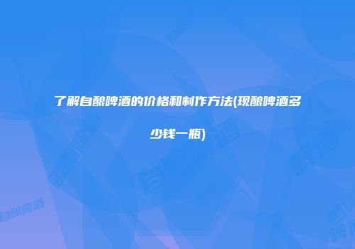 了解自酿啤酒的价格和制作方法(现酿啤酒多少钱一瓶)