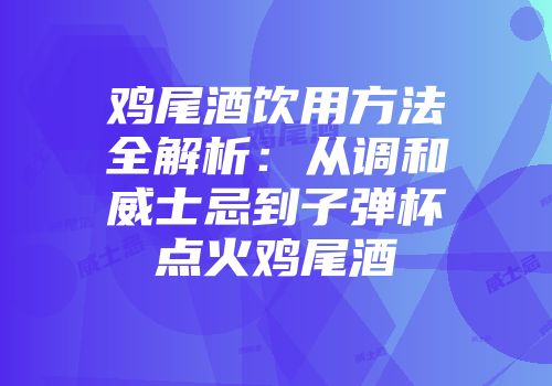 鸡尾酒饮用方法全解析：从调和威士忌到子弹杯点火鸡尾酒