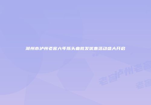 湖州市泸州老窖六年陈头曲批发优惠活动盛大开启