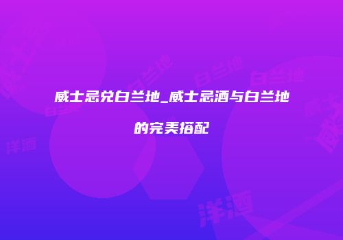 威士忌兑白兰地_威士忌酒与白兰地的完美搭配