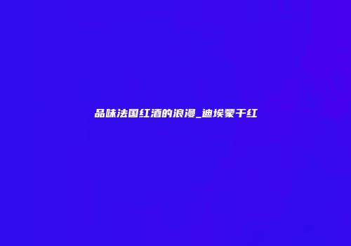 品味法国红酒的浪漫_迪埃蒙干红