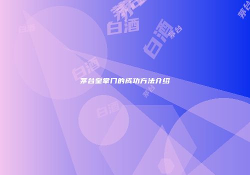 茅台皇掌门的成功方法介绍