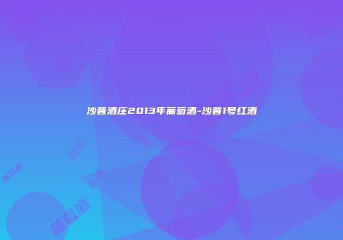 沙普酒庄2013年葡萄酒-沙普1号红酒