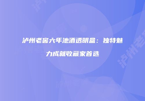 泸州老窖六年池酒透明盒：独特魅力成就收藏家首选