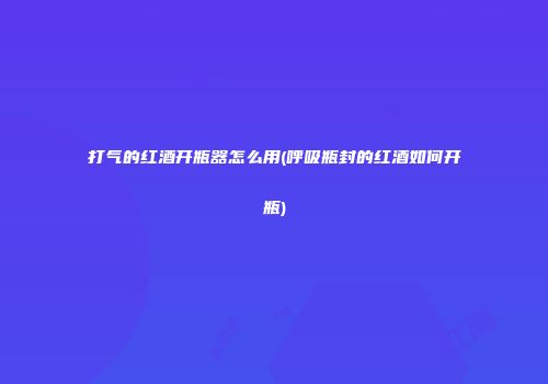 打气的红酒开瓶器怎么用(呼吸瓶封的红酒如何开瓶)
