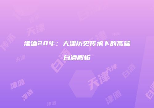 津酒20年：天津历史传承下的高端白酒解析