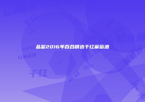品鉴2016年百合精选干红葡萄酒