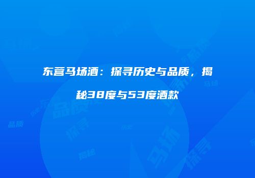 东营马场酒：探寻历史与品质，揭秘38度与53度酒款