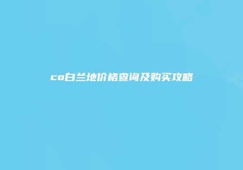 co白兰地价格查询及购买攻略
