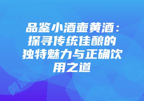 品鉴小酒壶黄酒：探寻传统佳酿的独特魅力与正确饮用之道