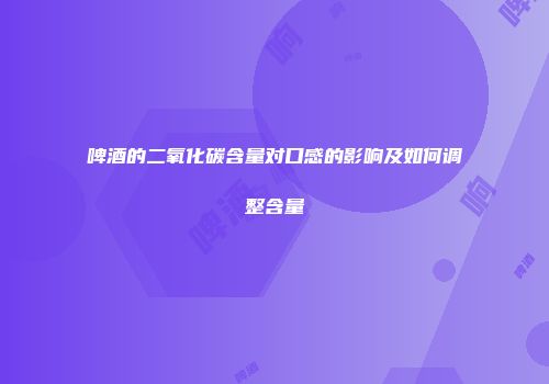 啤酒的二氧化碳含量对口感的影响及如何调整含量