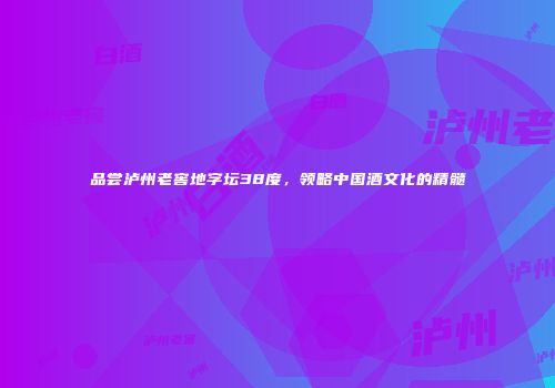 品尝泸州老窖地字坛38度，领略中国酒文化的精髓