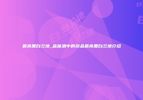 邑帛黑白兰地_品味酒中的珍品邑帛黑白兰地介绍