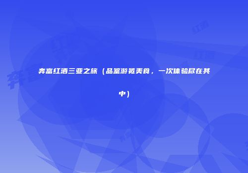奔富红酒三亚之旅（品鉴游览美食，一次体验尽在其中）