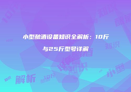 小型酿酒设备知识全解析：10斤与25斤型号详解