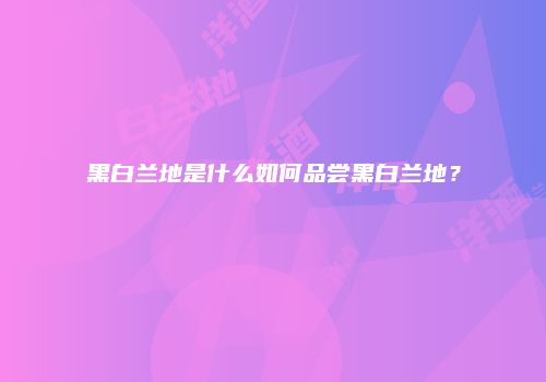 黑白兰地是什么如何品尝黑白兰地？