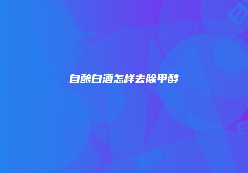 自酿白酒怎样去除甲醇