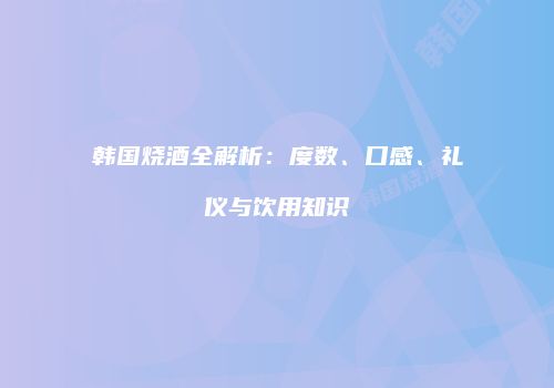 韩国烧酒全解析：度数、口感、礼仪与饮用知识