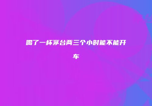 喝了一杯茅台两三个小时能不能开车