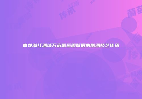 青龙湖红酒城万亩葡萄园背后的酿酒技艺传承