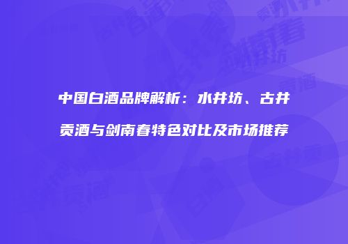中国白酒品牌解析：水井坊、古井贡酒与剑南春特色对比及市场推荐