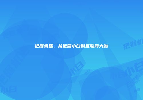 把握机遇，从运营小白到互联网大咖