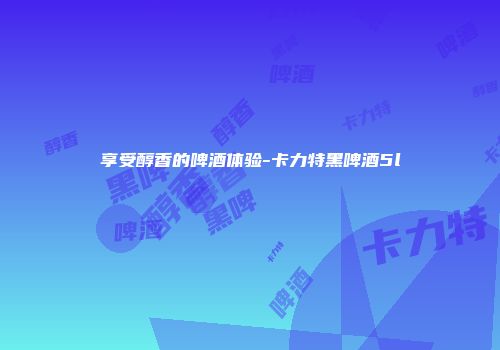 享受醇香的啤酒体验-卡力特黑啤酒5l
