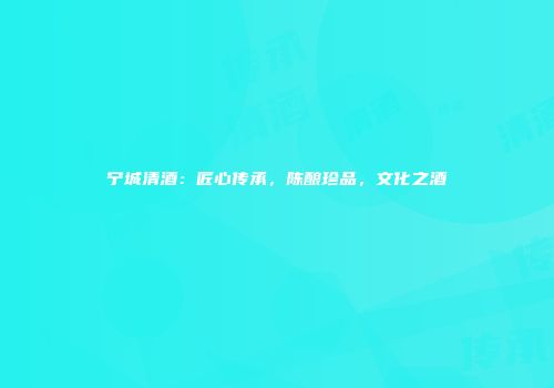 宁城清酒：匠心传承，陈酿珍品，文化之酒
