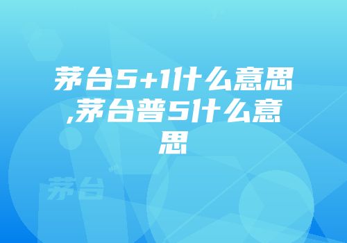 茅台5+1什么意思,茅台普5什么意思