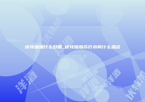 伏特加加什么好喝_伏特加加苏打水叫什么酒名