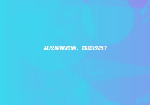 武汉原浆啤酒，你喝过吗？