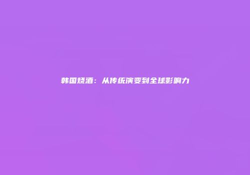 韩国烧酒：从传统演变到全球影响力