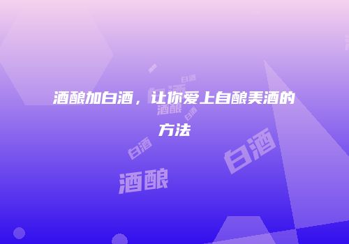 酒酿加白酒，让你爱上自酿美酒的方法