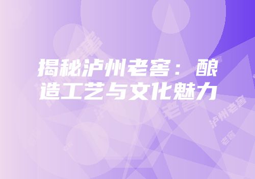 揭秘泸州老窖：酿造工艺与文化魅力