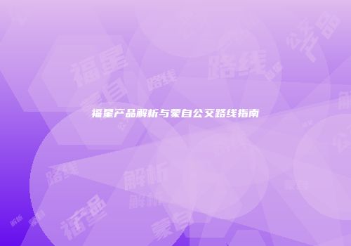 福星产品解析与蒙自公交路线指南